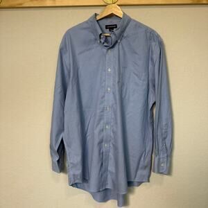 Lands' End Men's Blue and White Stripped Long Sleeve Button Down‎ Size XL